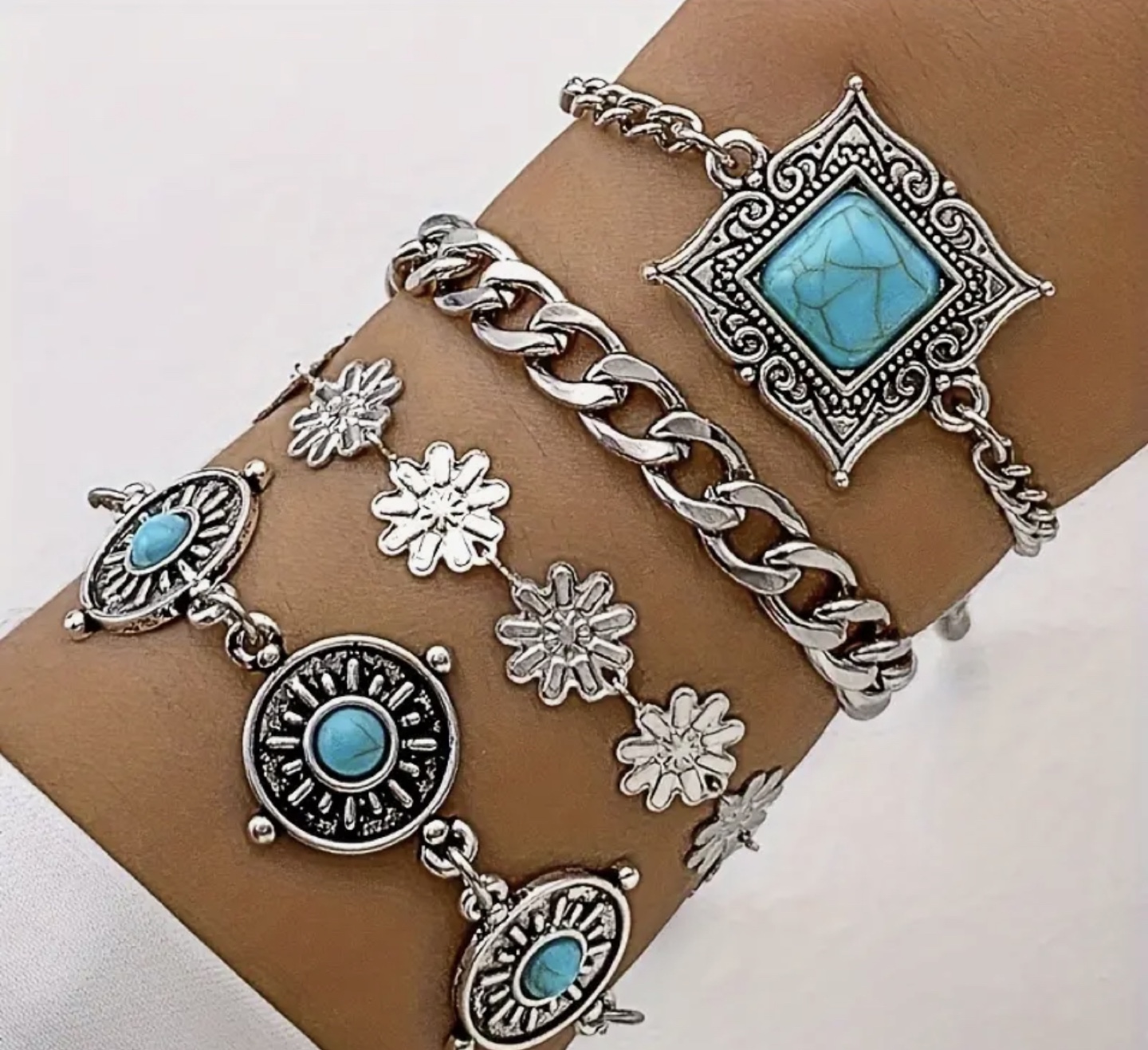 Brand New-Boho Turquoise Stone Bracelet Set (price of Each)