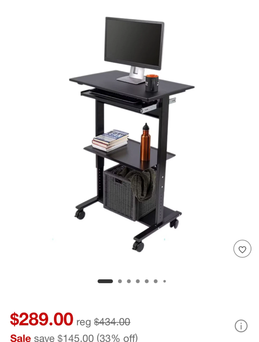 Black Rolling Standing Desk with Keyboard Tray - photo 4