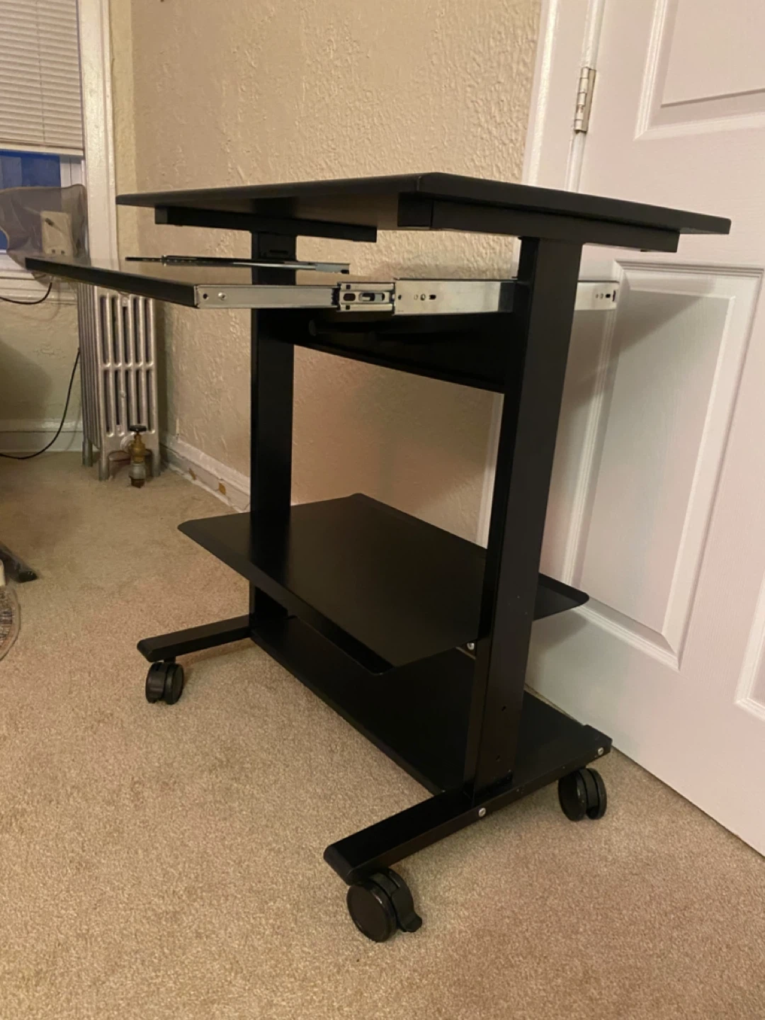 Black Rolling Standing Desk with Keyboard Tray