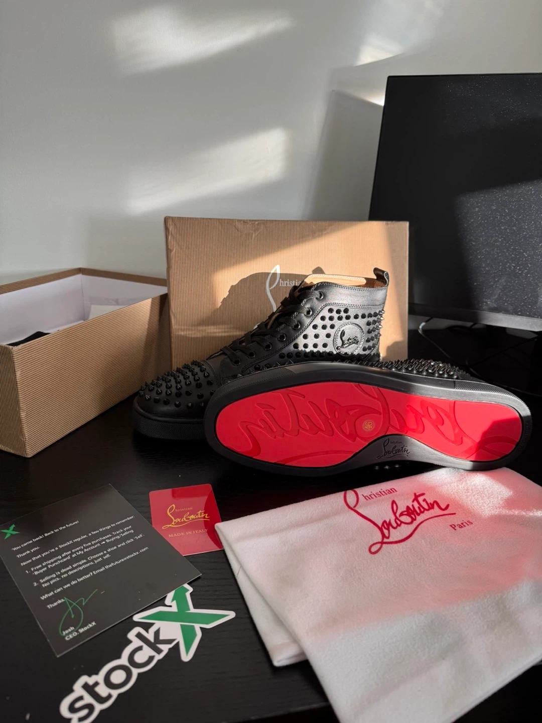 Christian Louboutin Black Spiked High-Top Sneakers