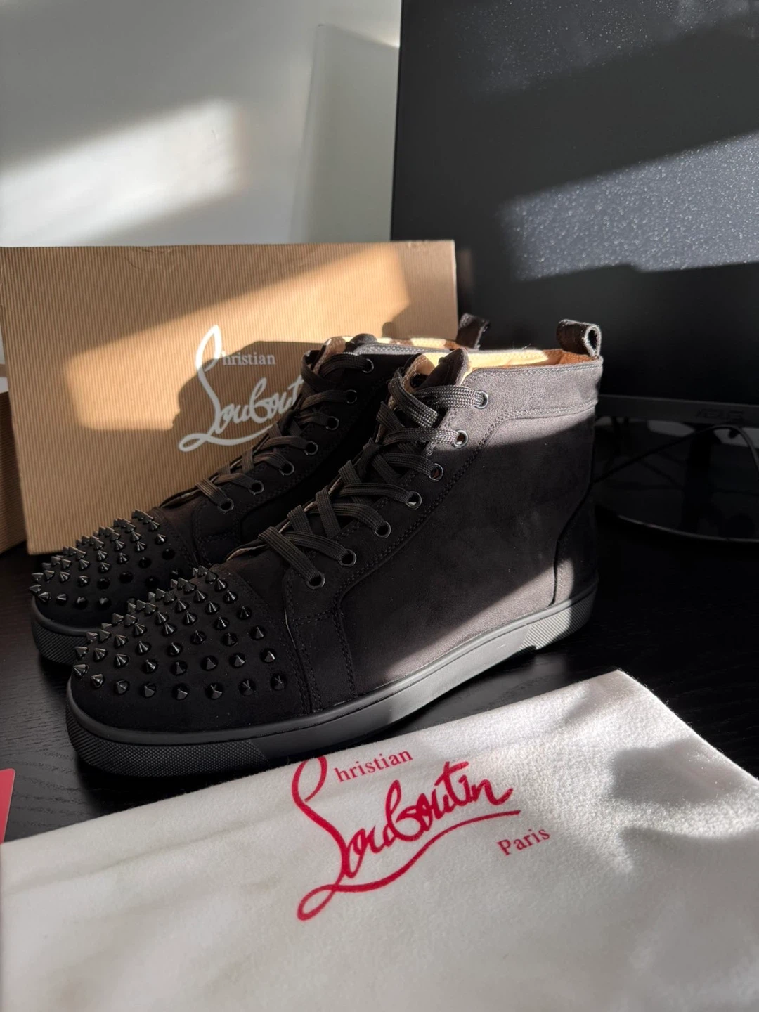 Christian Louboutin Black Spiked High-Top Sneakers - photo 4