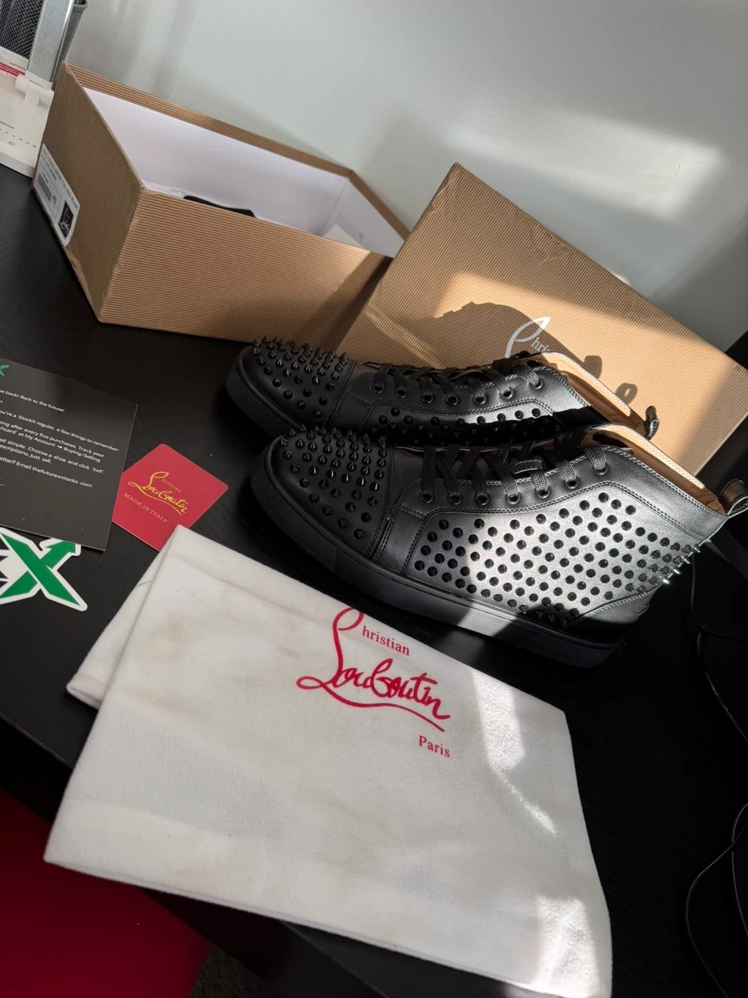 Christian Louboutin Black Spiked High-Top Sneakers - photo 5