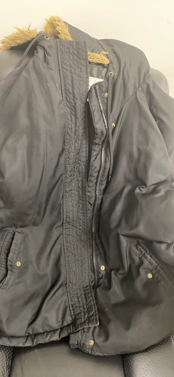 Old Navy Black Winter Parka with Faux Fur Hood