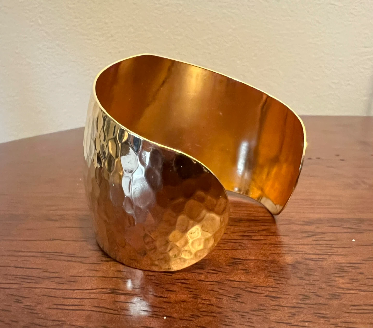 Gold Hammered Wide Cuff Bracelet - photo 2