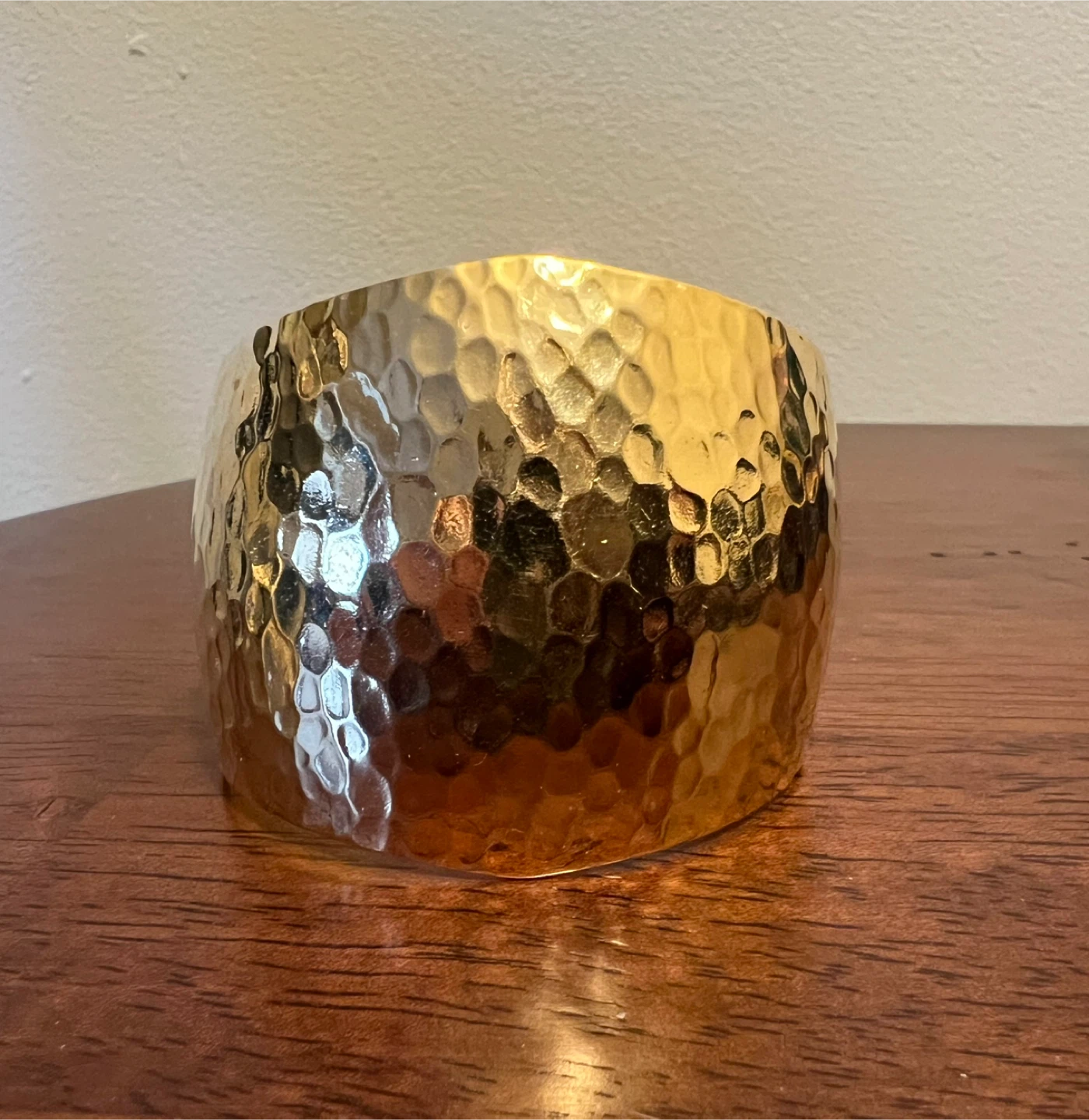 Gold Hammered Wide Cuff Bracelet
