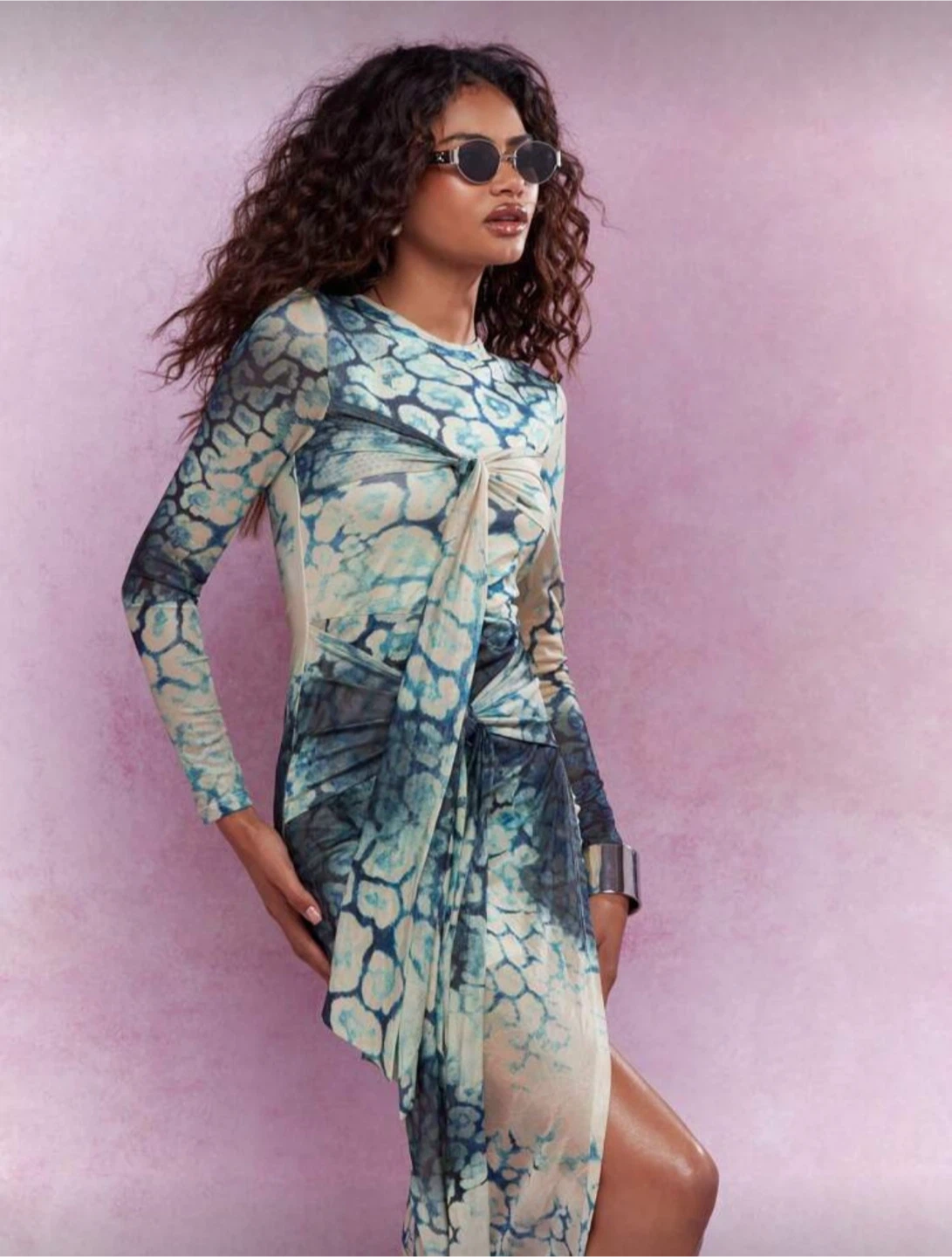 Women's Long Sleeve Printed Maxi Dress