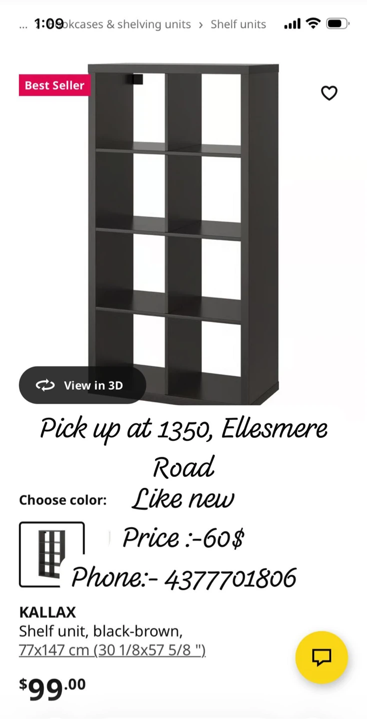 IKEA KALLAX Shelf Unit - Black-Brown