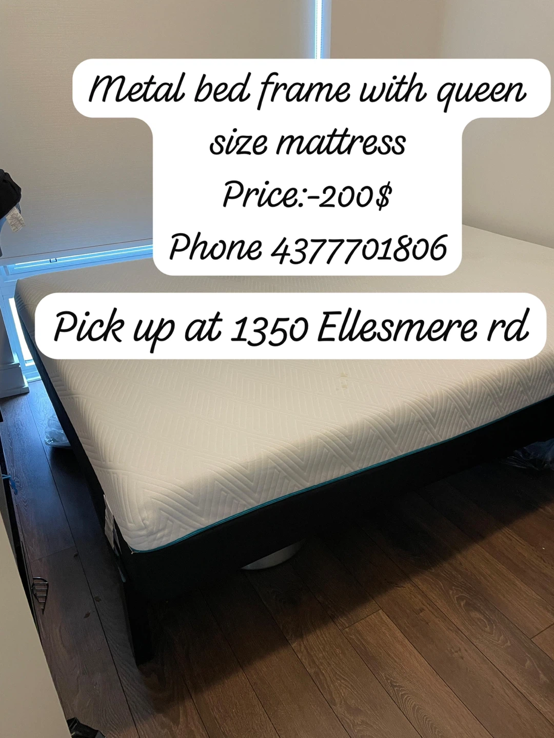 Queen Size Metal Bed Frame with Mattress