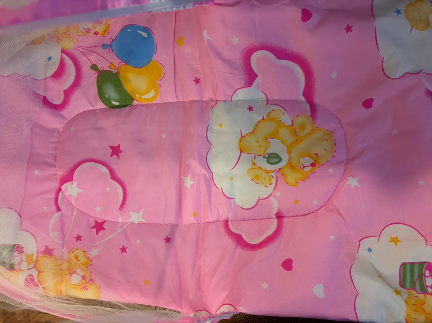 Pink Baby Mosquito Net Bassinet with Teddy Bear Print - photo 5