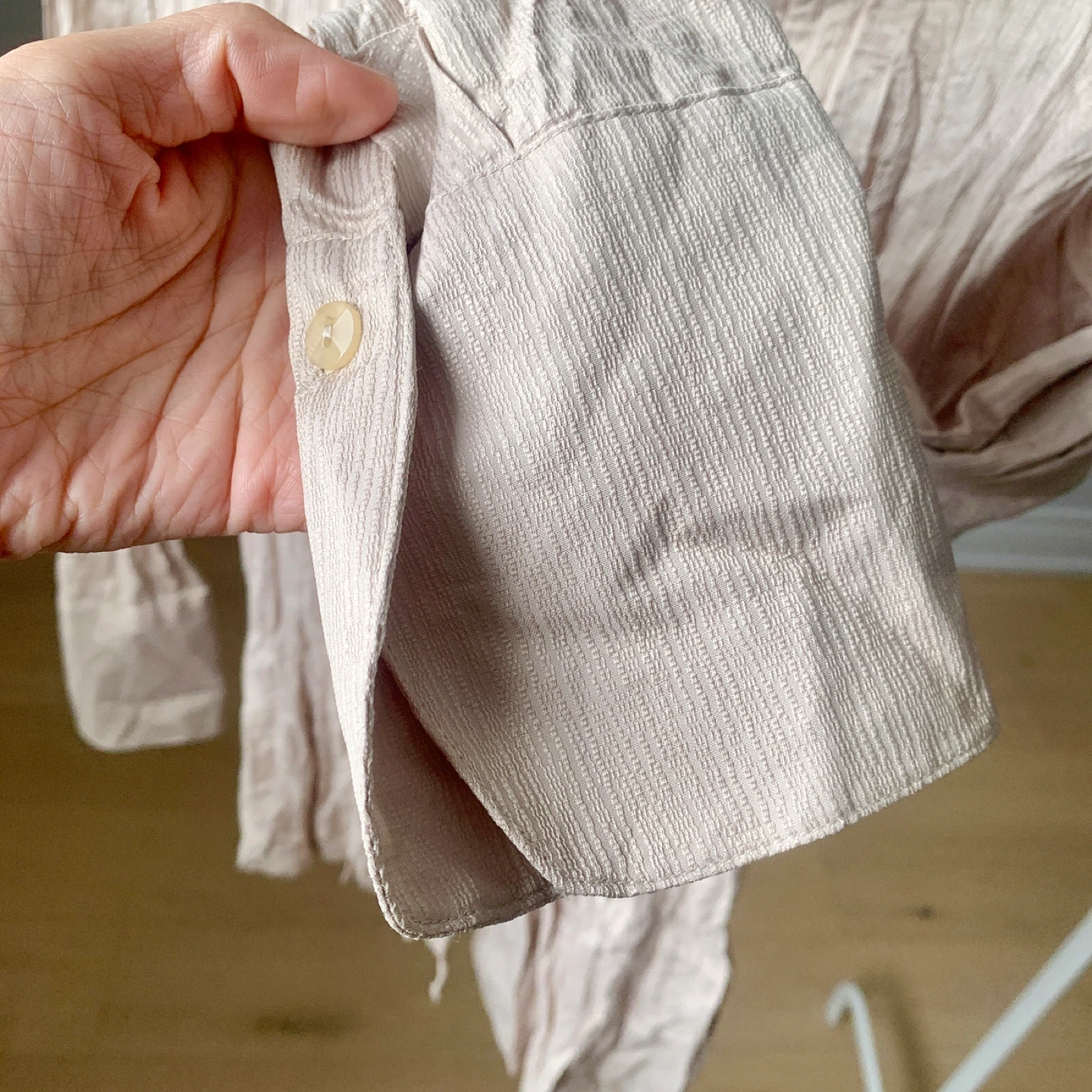 Vintage Textured Button-Up Shirt Slim Fit Beige New With Tags - photo 4