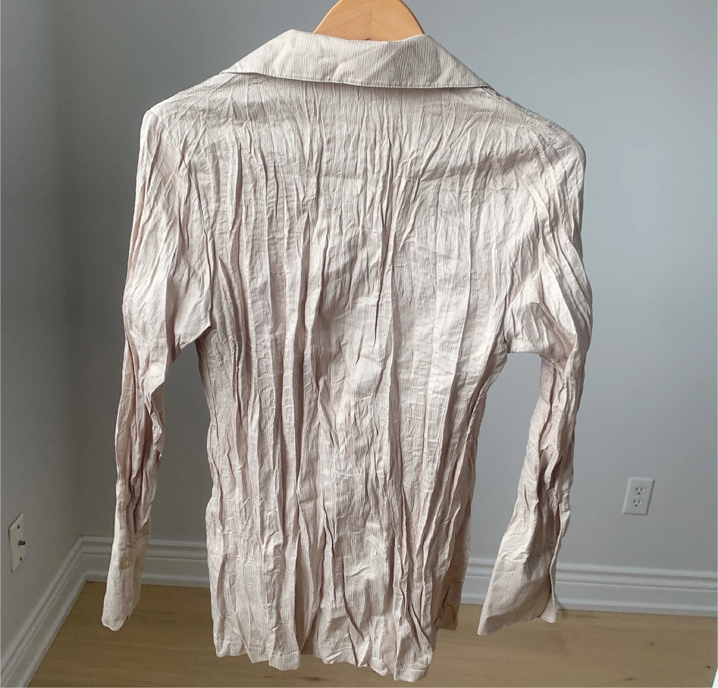 Vintage Textured Button-Up Shirt Slim Fit Beige New With Tags - photo 5