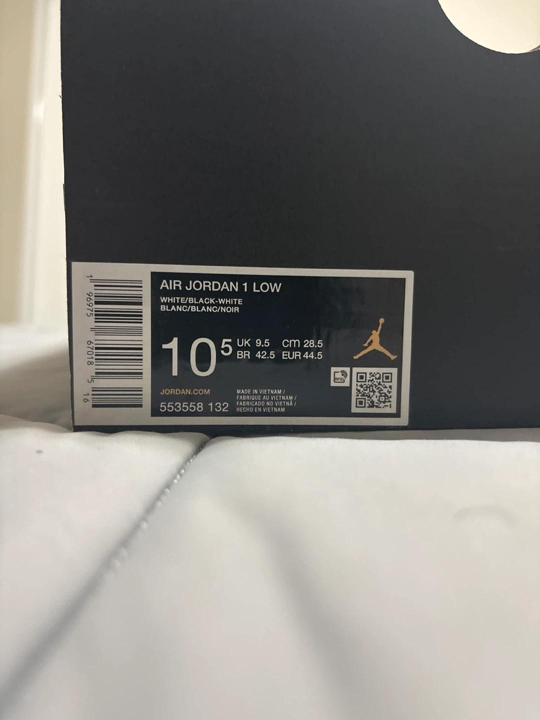 Air Jordan 1 Low White/Black Size 10.5