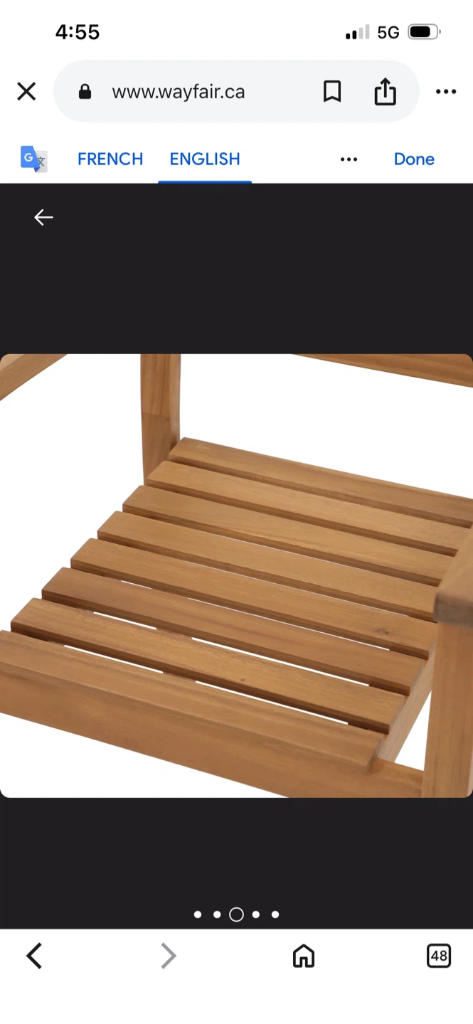 New Stackable outdoor dining chair acacia cushion (Set of 2) - photo 3