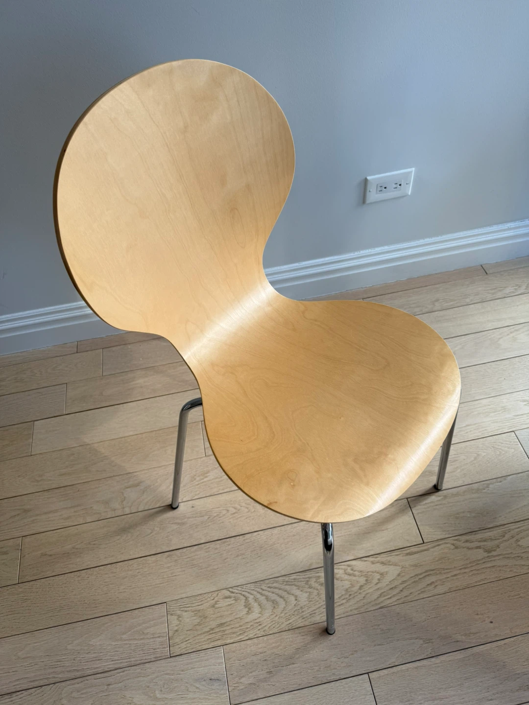 Two Light Wood Accent Chair with Chrome Legs