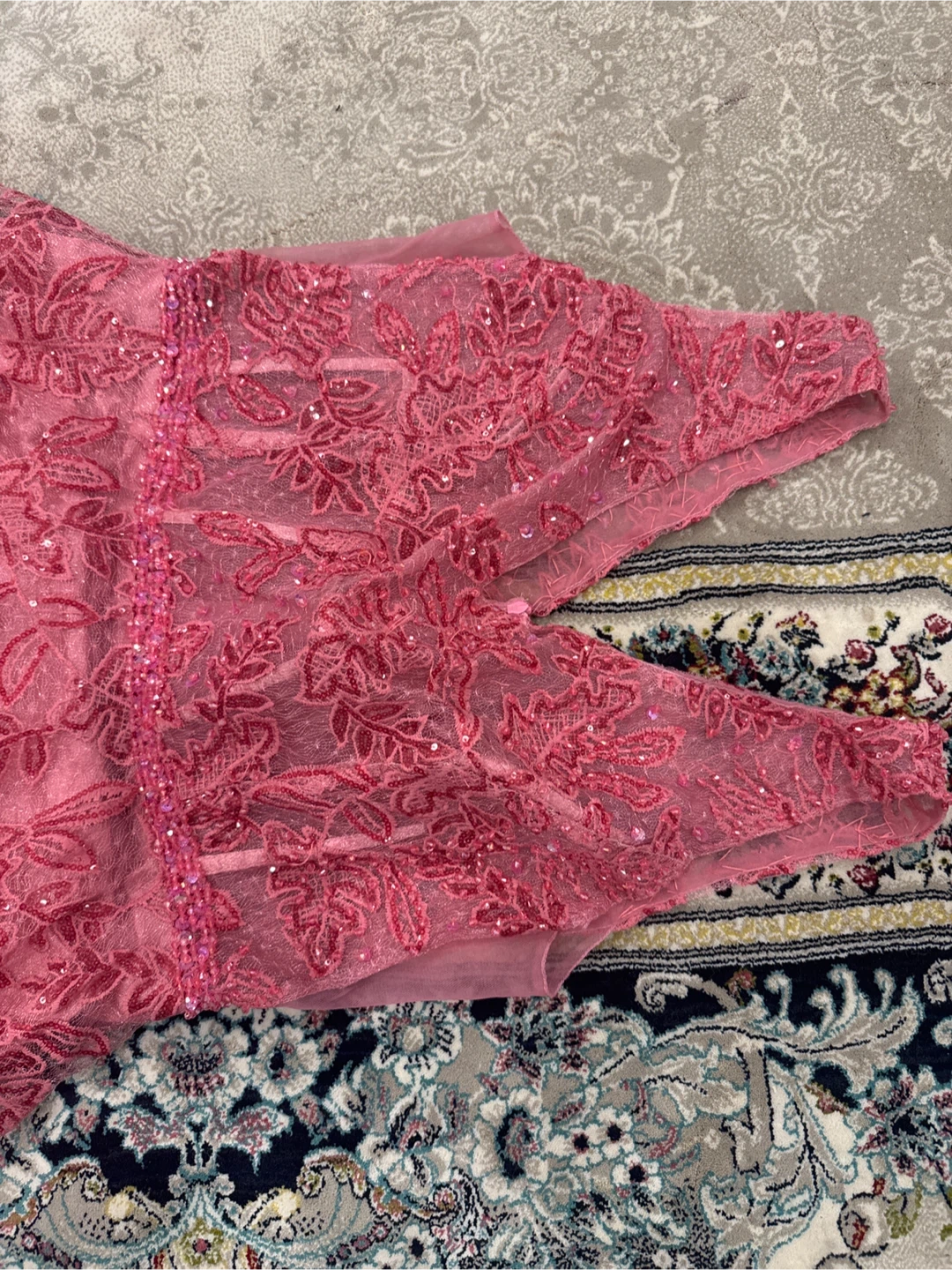 AIMAKA Pink Beaded Lace Gown Dress XXL - photo 3