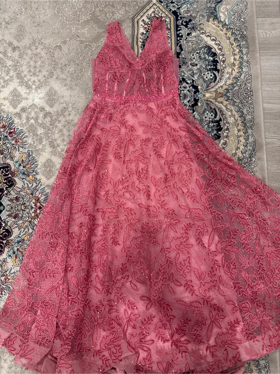 AIMAKA Pink Beaded Lace Gown Dress XXL - photo 2