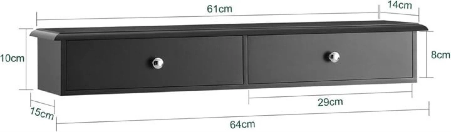 Black Wall Mounted Shelf with Two Drawers - photo 5