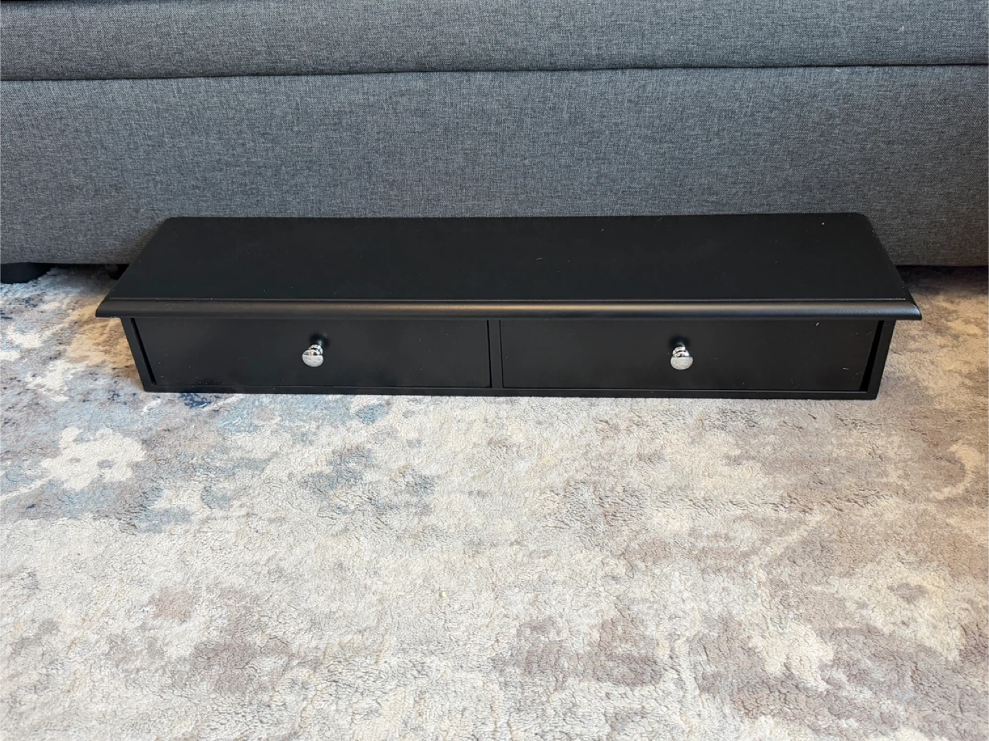 Black Wall Mounted Shelf with Two Drawers - photo 4