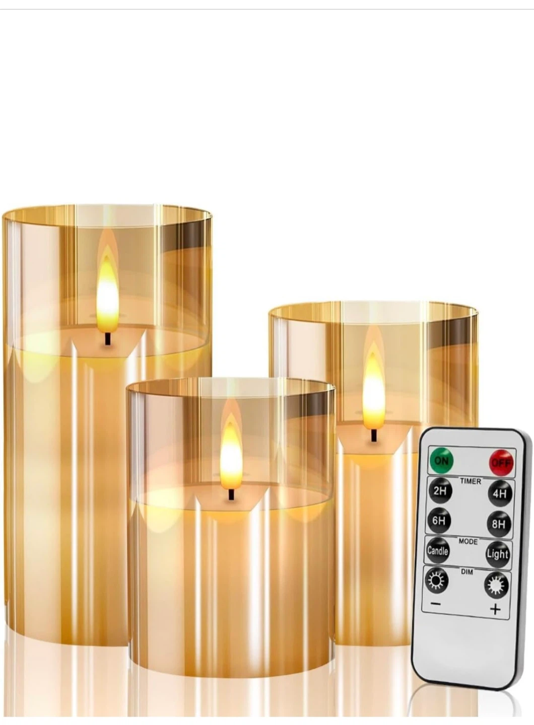 Set of 3 LED Flameless Candles with Remote