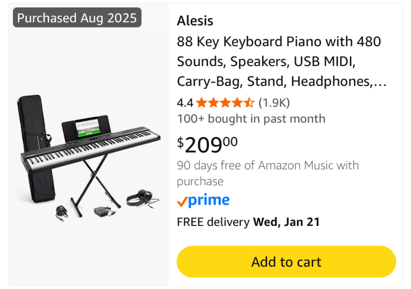 Alesis 88 Key Keyboard Piano with Accessories