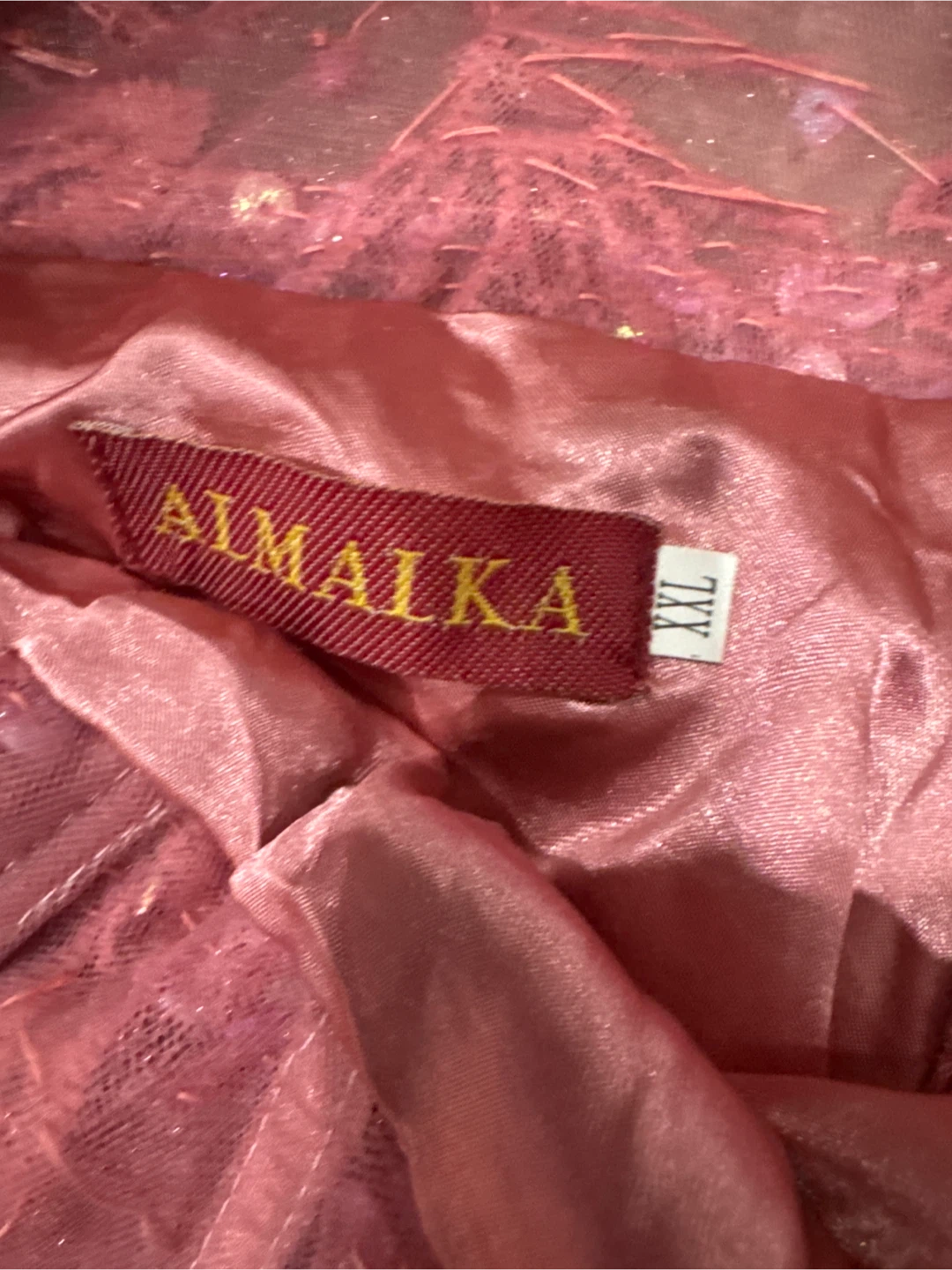AIMAKA Pink Beaded Lace Gown Dress XXL - photo 5