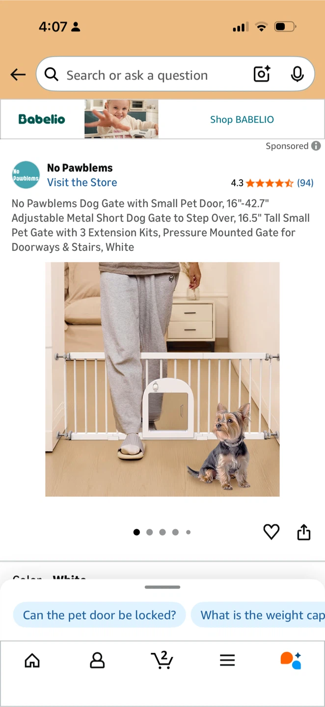 No Pawblems Adjustable Metal Dog Gate
