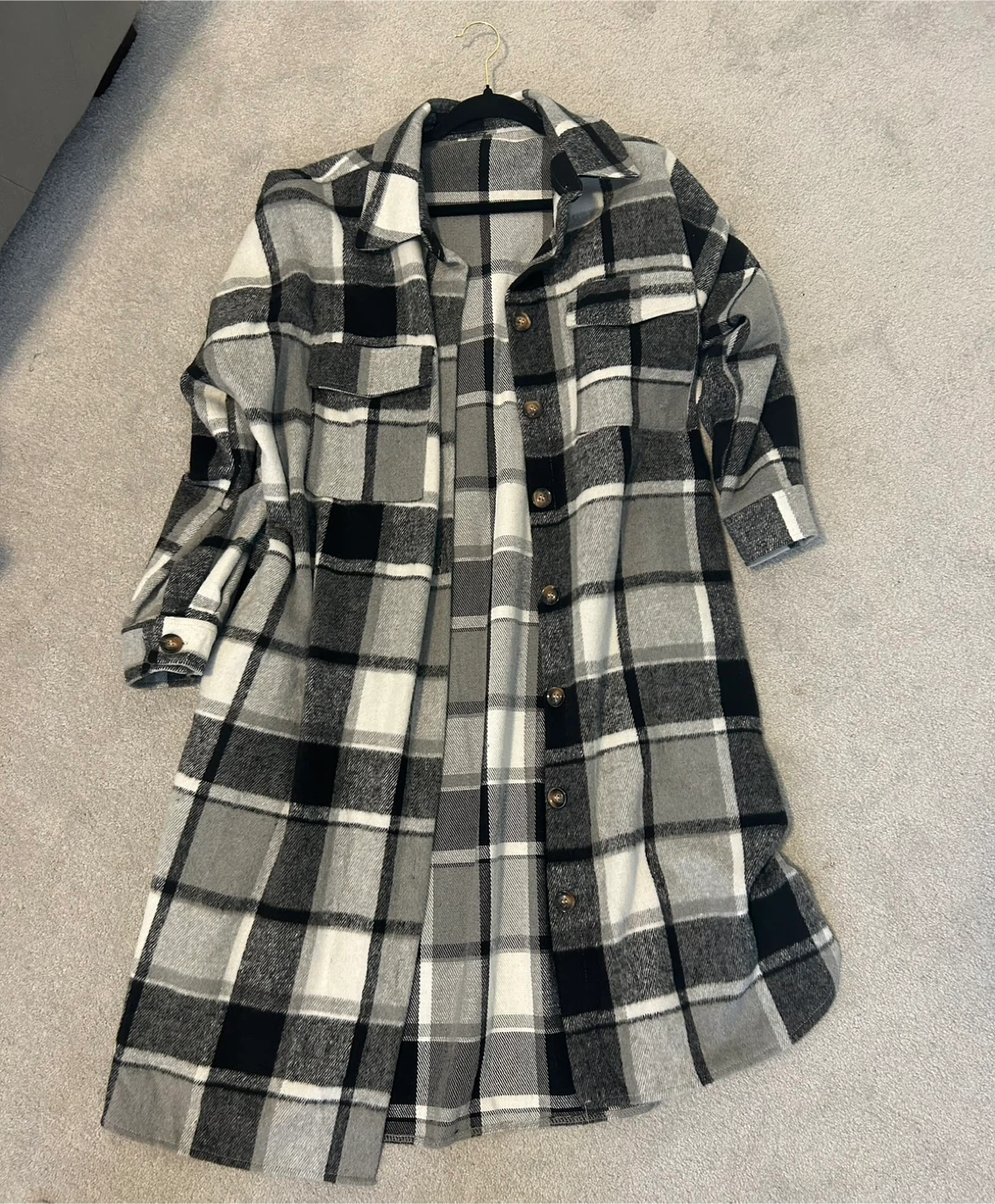 Long Plaid Flannel Shirt Jacket - photo 2