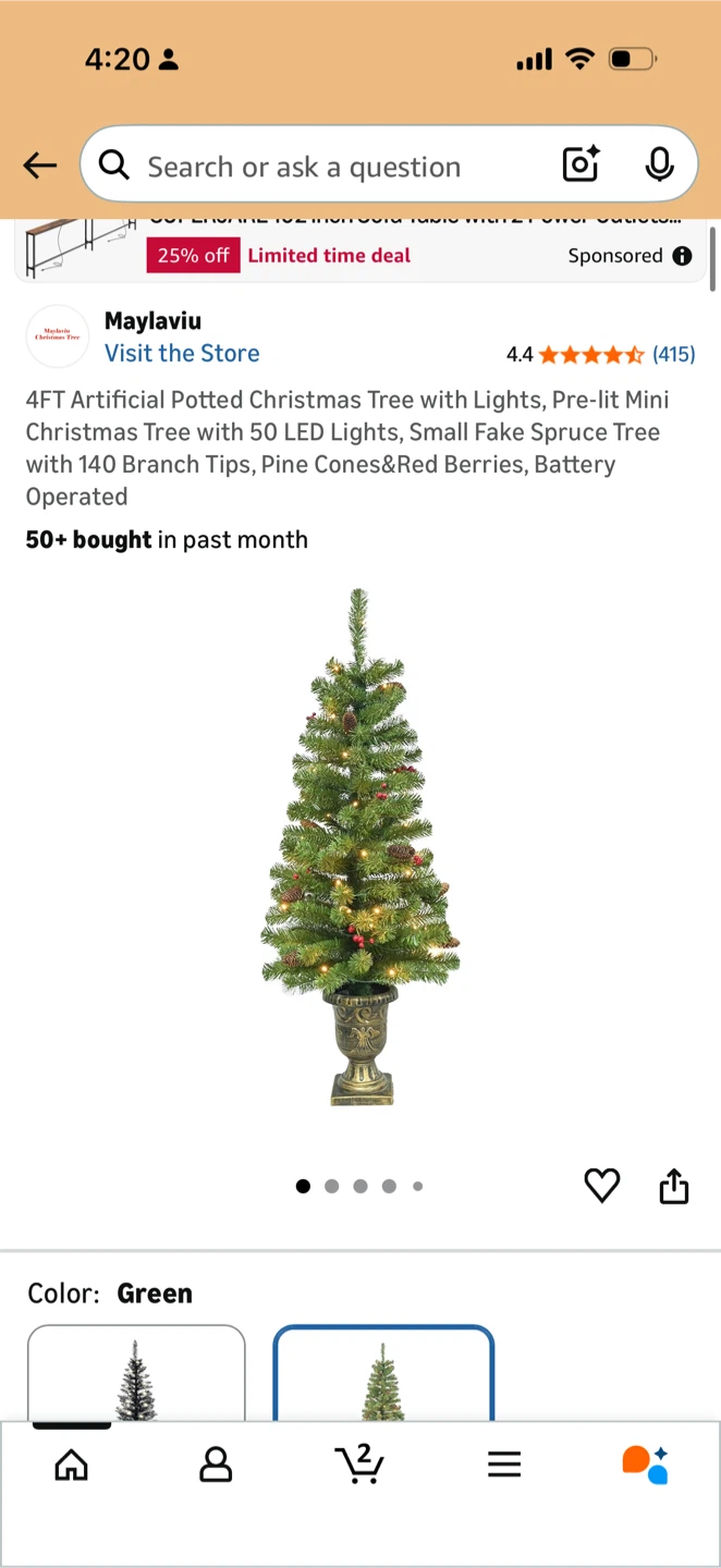 Maylaviu 4FT Artificial Potted Christmas Tree with Lights - photo 2