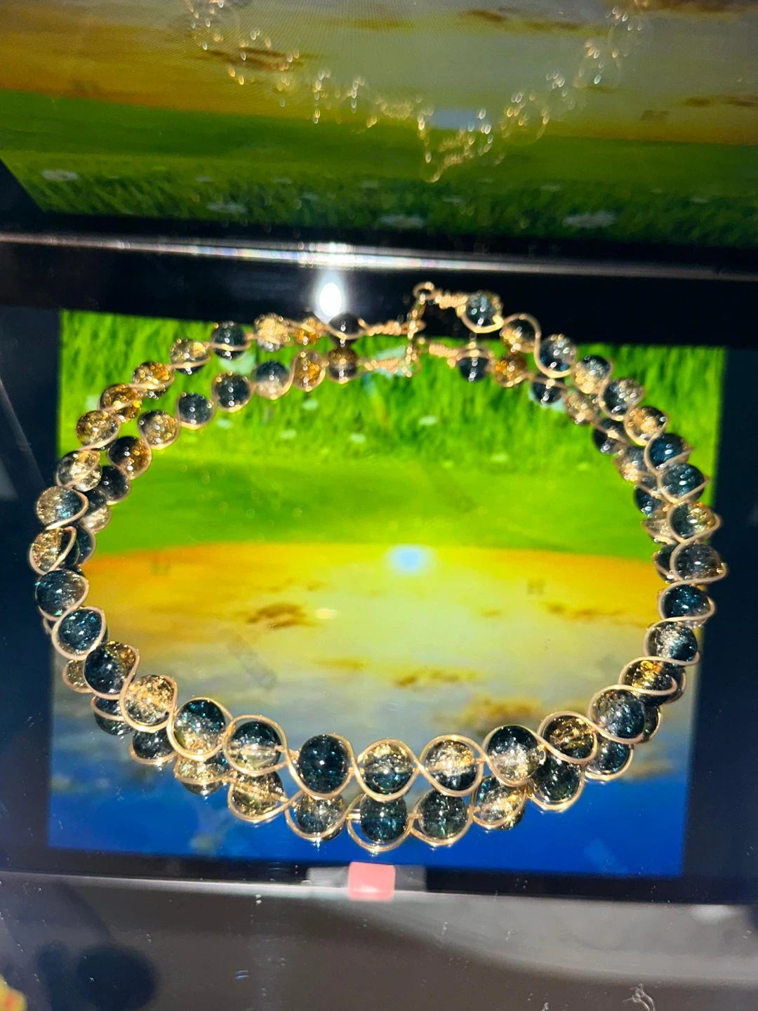 Beaded Necklace with Gold-Tone Metal