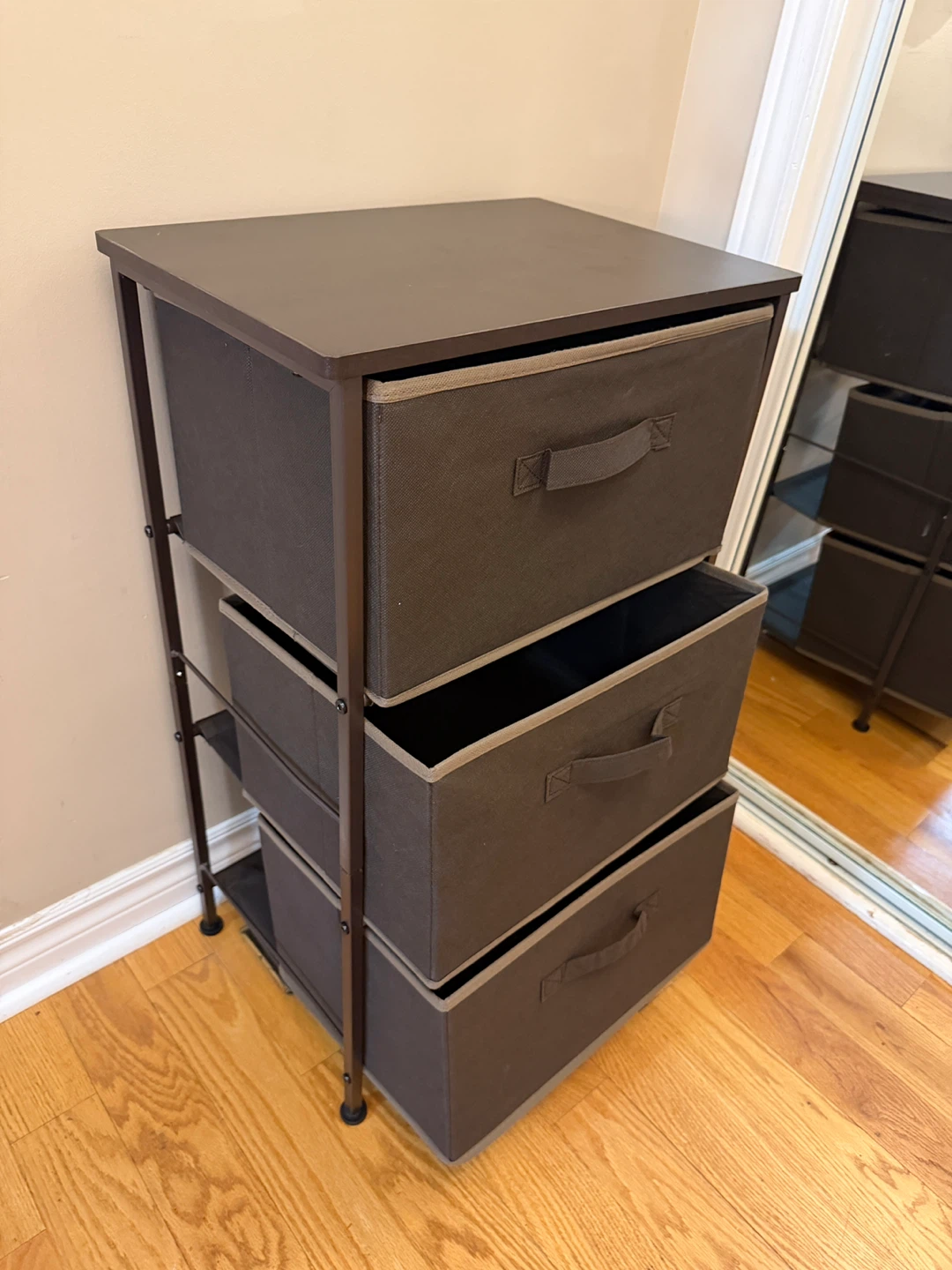 3 Drawer brown Fabric Storage Chest/Nightstand - photo 3