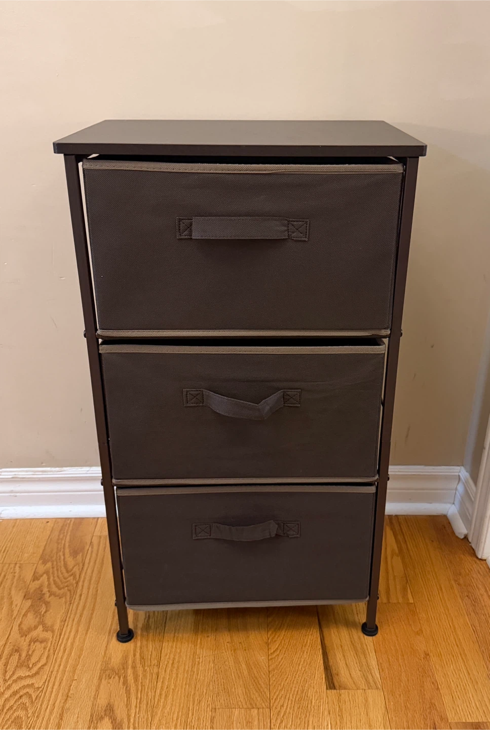 3 Drawer brown Fabric Storage Chest/Nightstand - photo 2