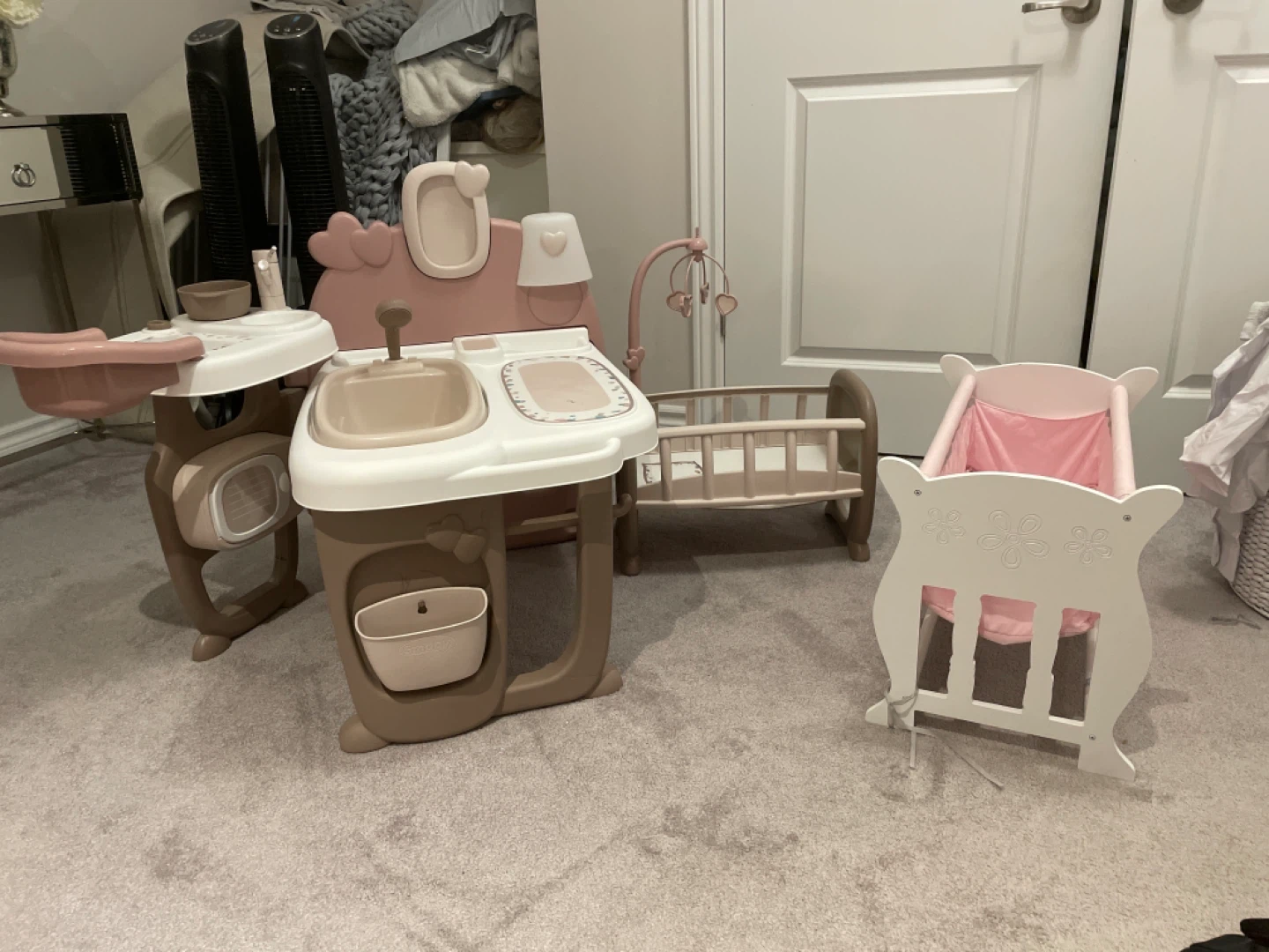 Play Kitchen and crib and Doll bed