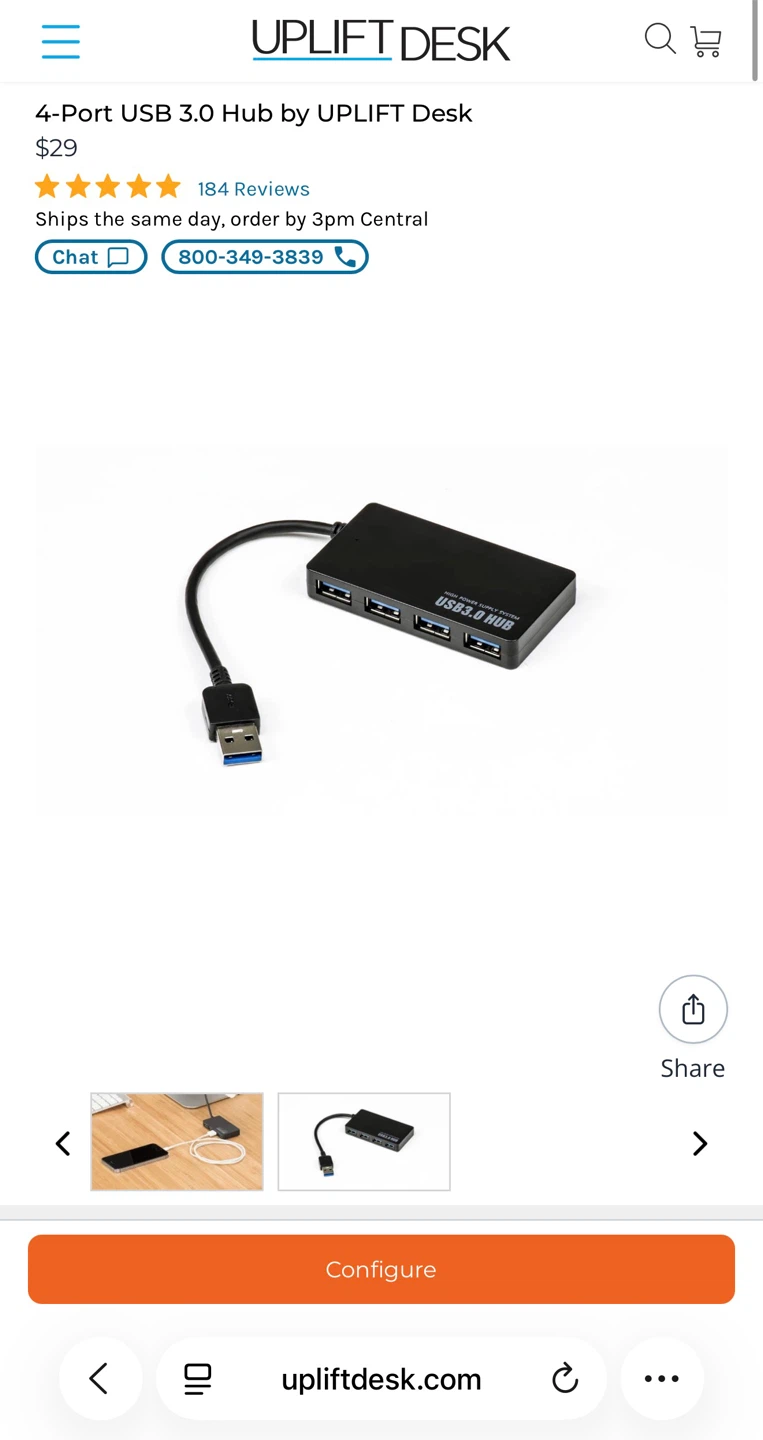 UPLIFT DESK 4-Port 3.0 USB Hub - photo 3