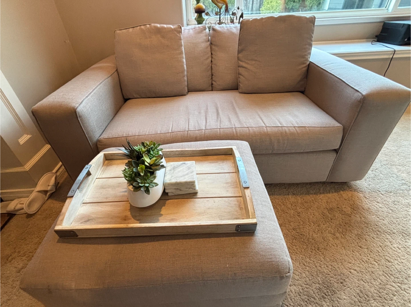 Light Beige Loveseat and Ottoman - photo 5