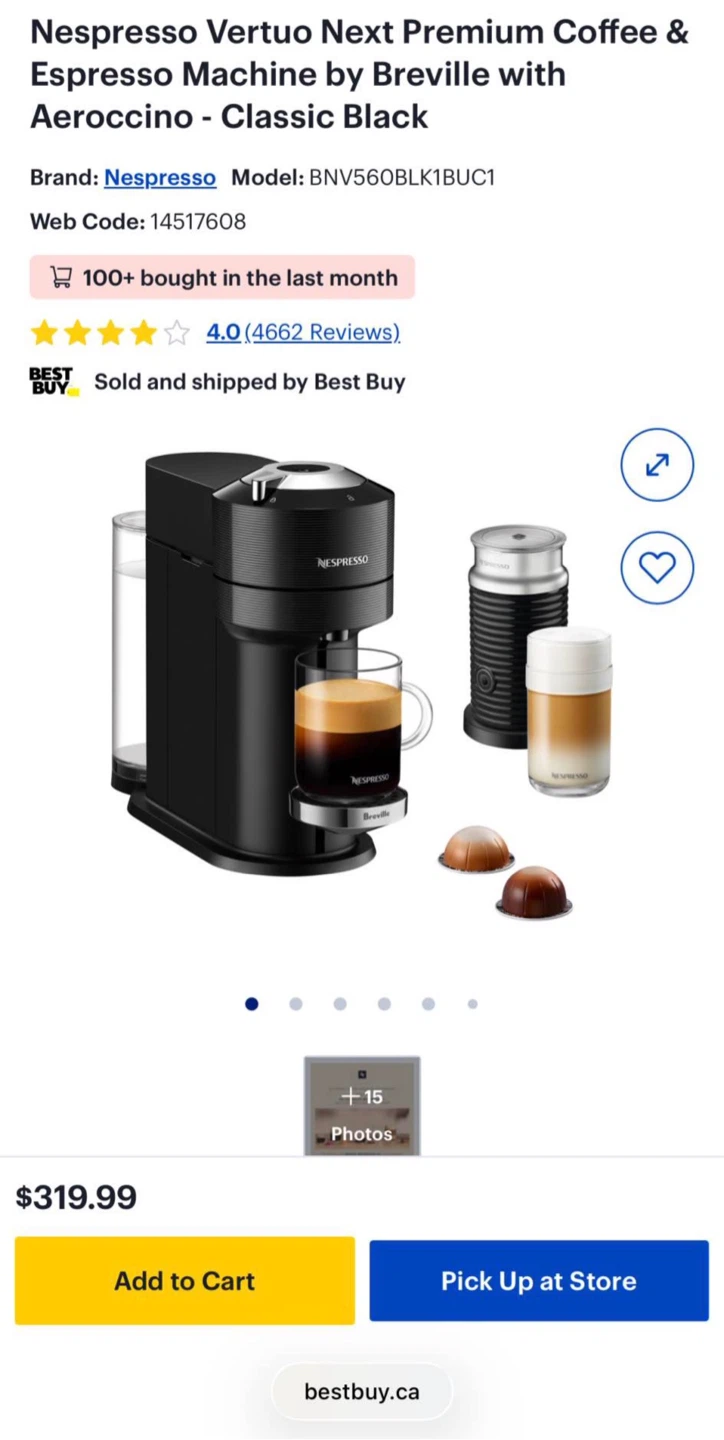 Nespresso Vertuo Next Premium Coffee &Espresso Machine