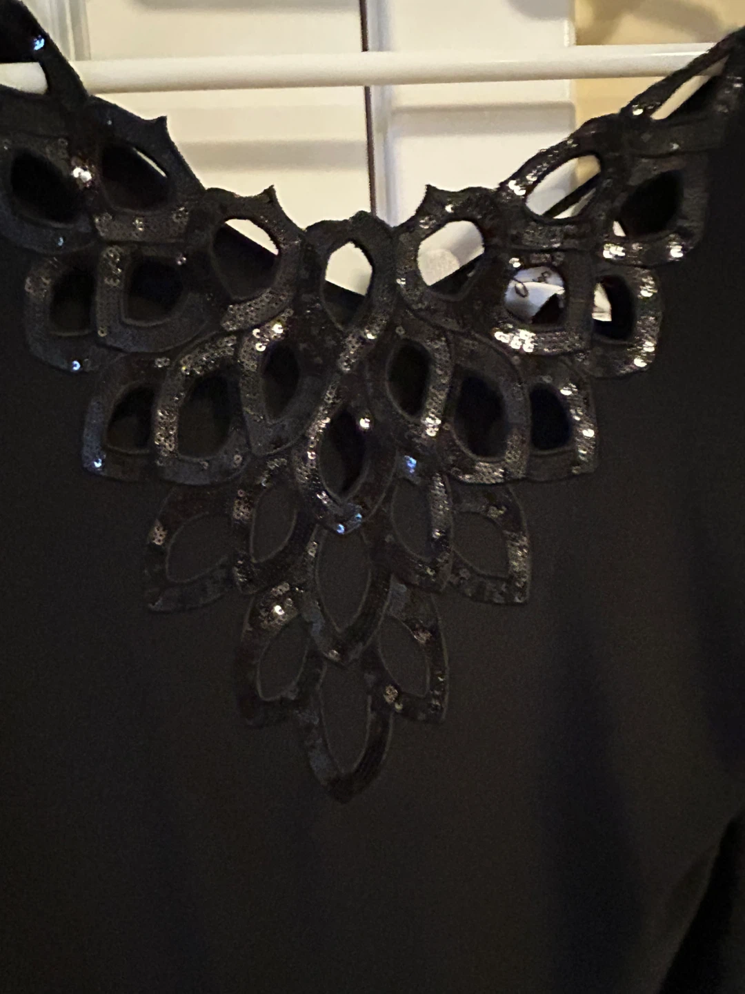Black Sequined Cutout Top - Josph Ribkoff Size 12 - photo 2