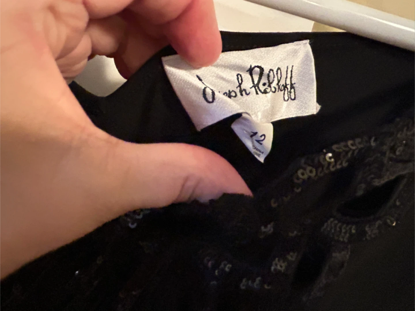 Black Sequined Cutout Top - Josph Ribkoff Size 12 - photo 4