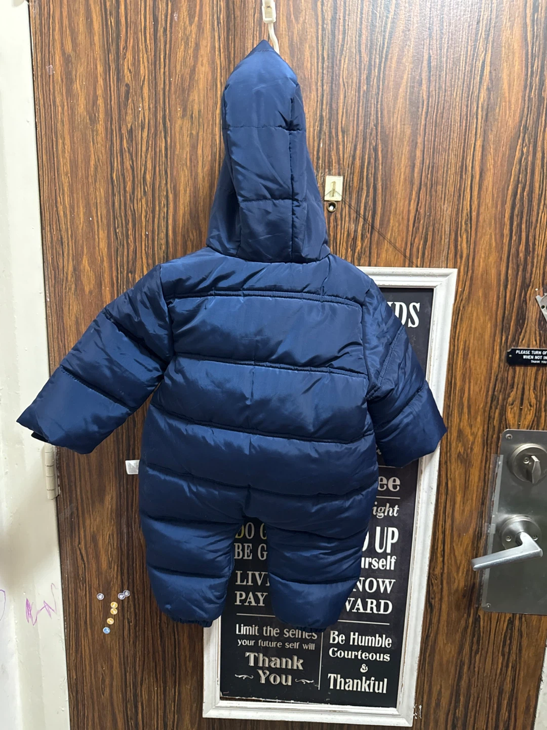 Kids Blue Puffer Snowsuit with Sherpa Lining - photo 2