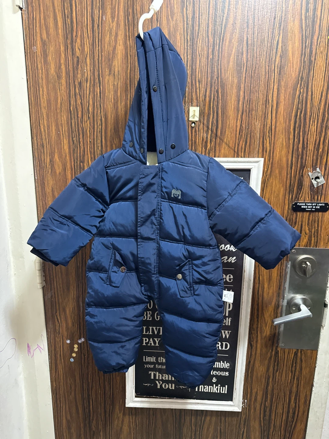 Kids Blue Puffer Snowsuit with Sherpa Lining