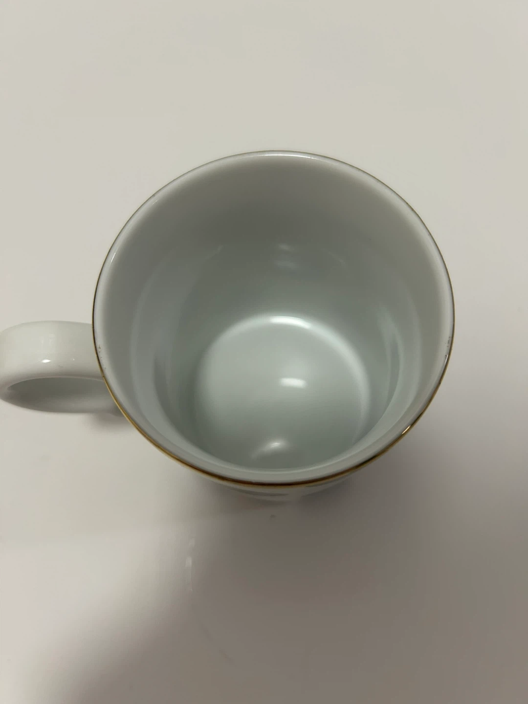 Preowned White Coffee Mug with Black Polka Dots and Gold Rim - photo 3