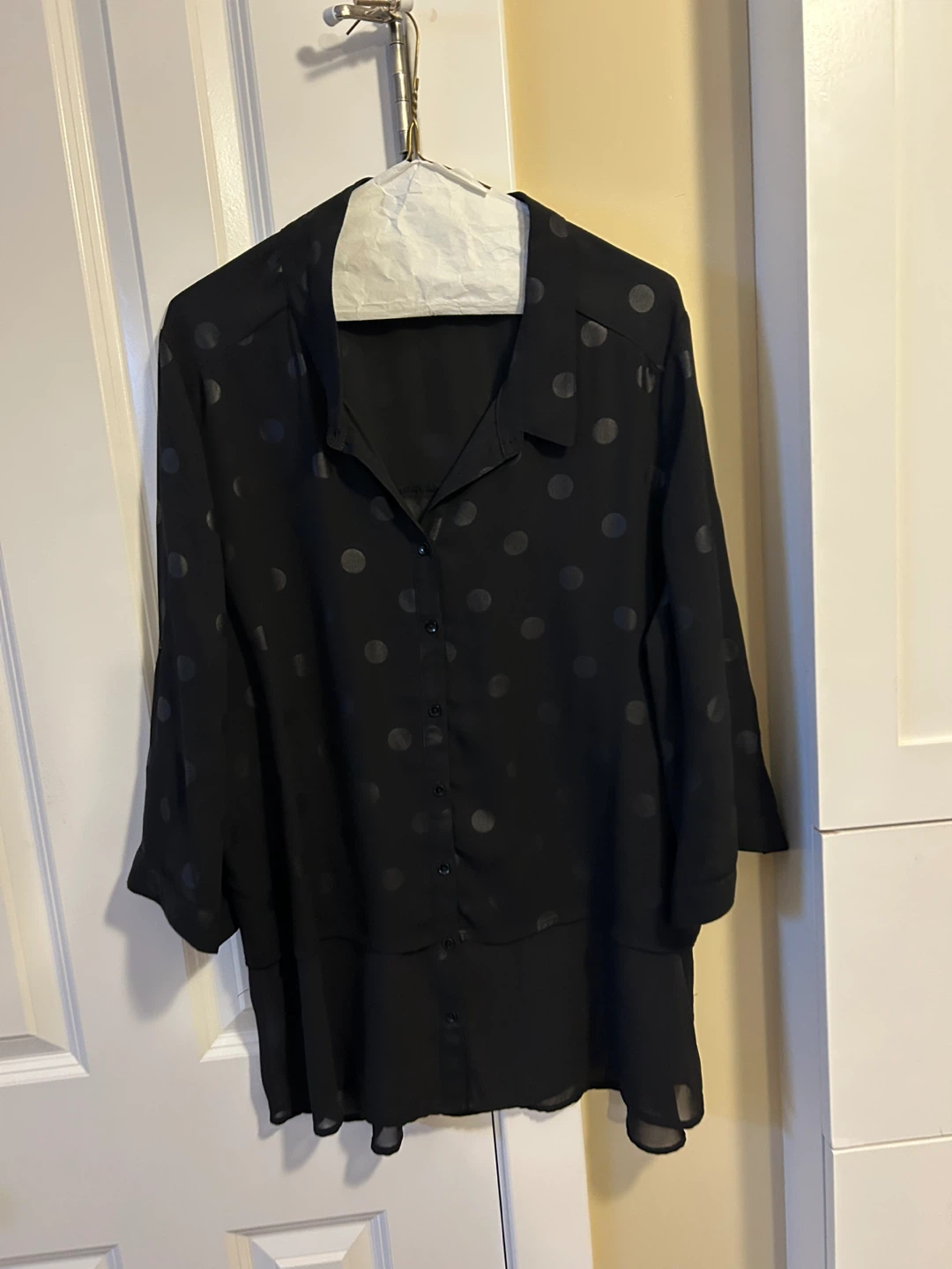 Reitmans Black Polka Dot Blouse - Size XXL
