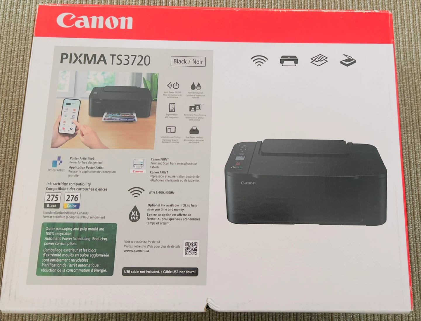 Canon PIXMA TS3720 All-in-One Printer - Black