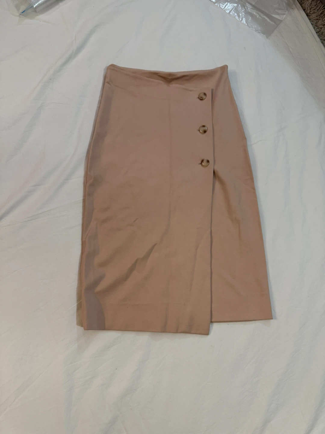 Tan Button Detail pencil cut  Skirt