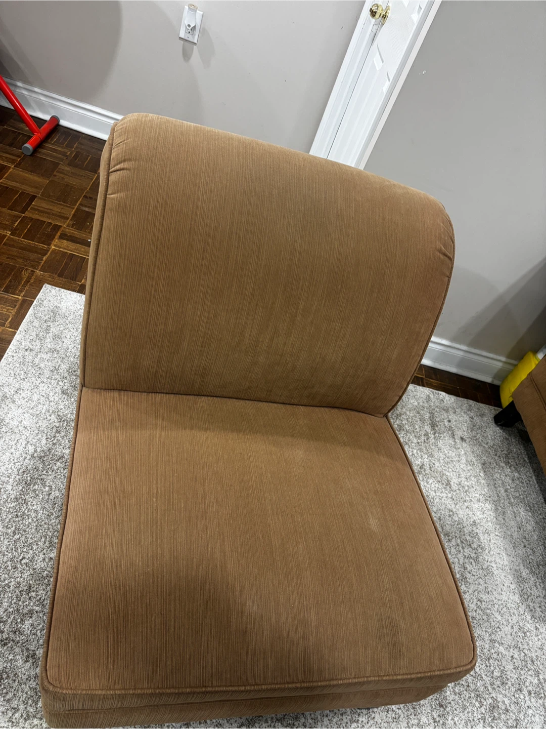 Brown fabric accent chair