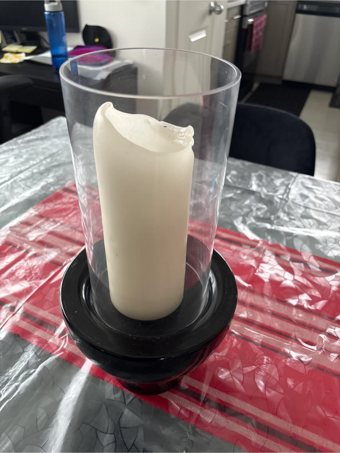 Black Decorative Candle Holder with Clear Glass