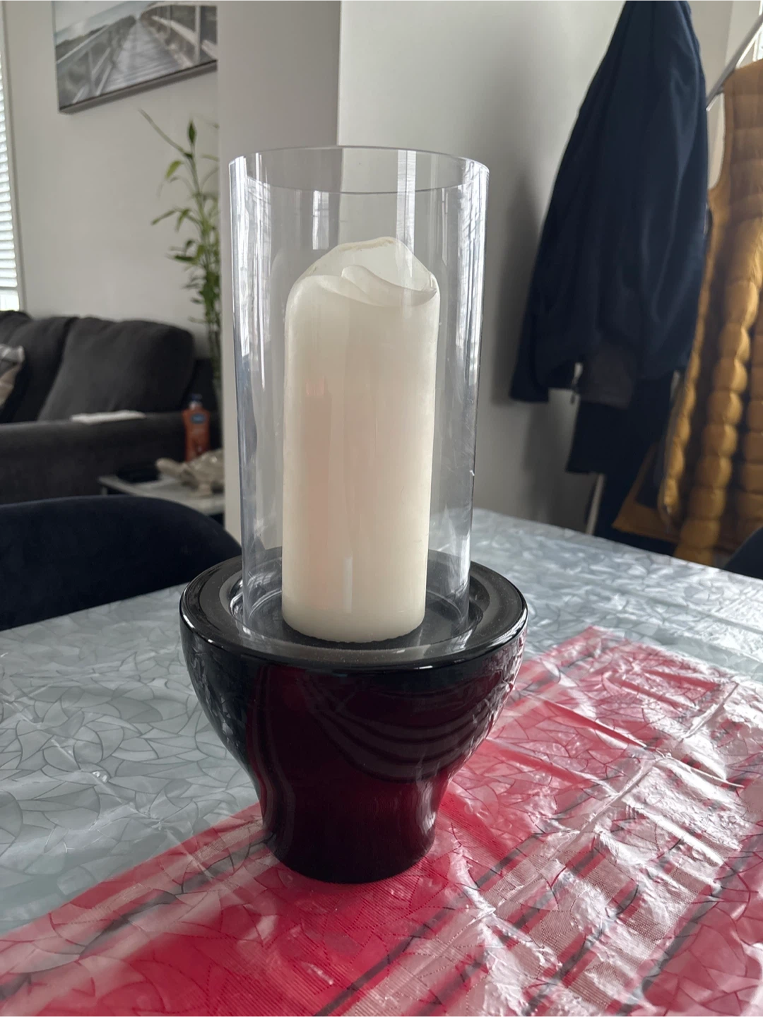 Black Decorative Candle Holder with Clear Glass - photo 5
