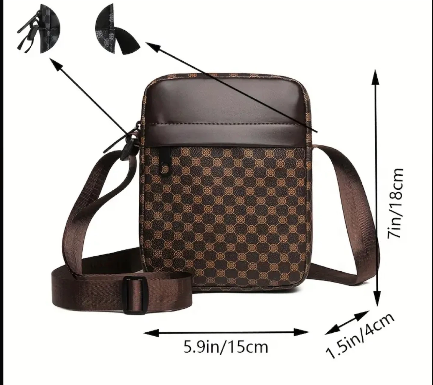 New! Men's Crossbody Bag - Monogram Pattern - photo 5