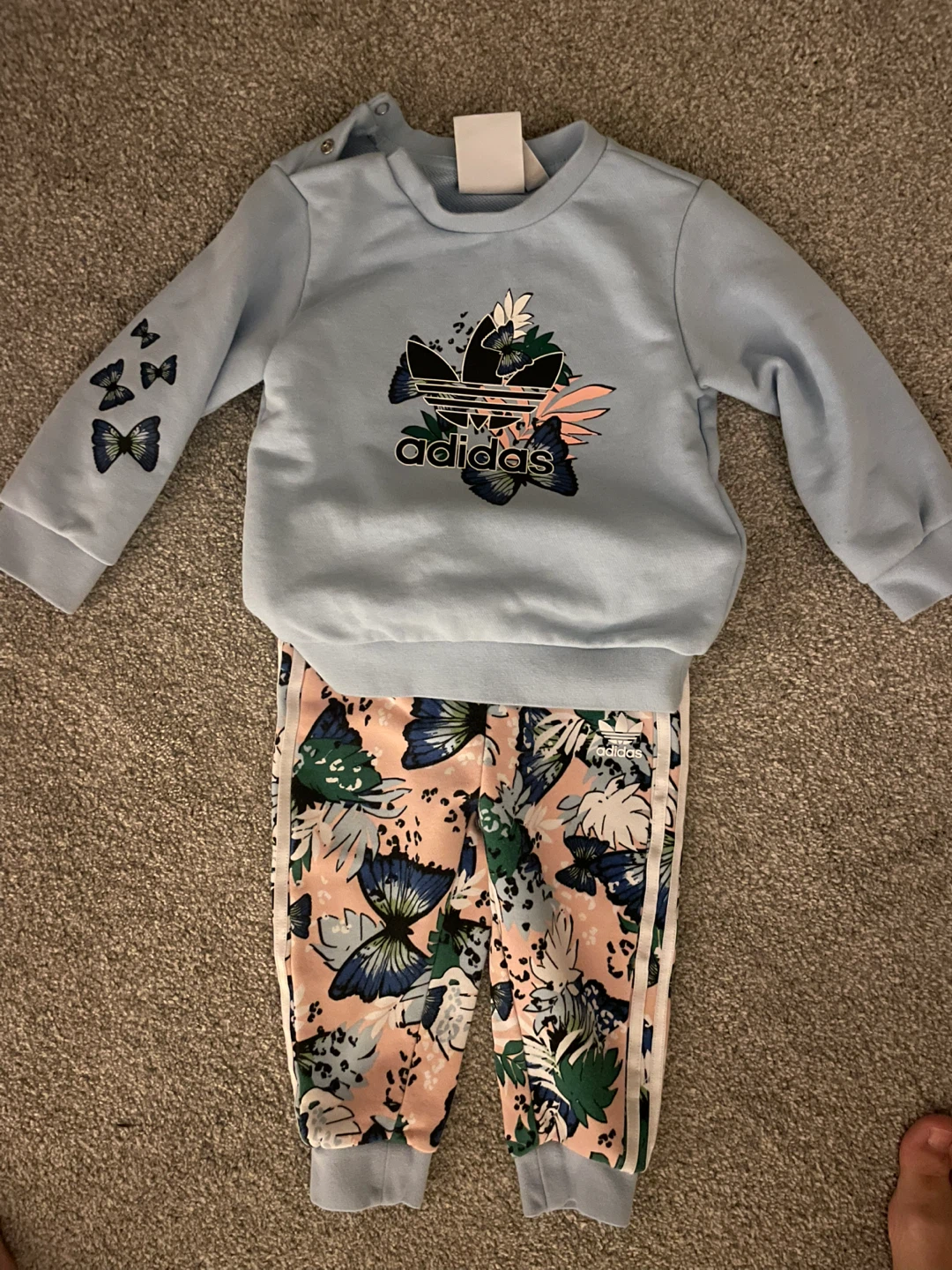 Adidas Baby Girls Butterfly Sweatshirt and Pants Set
