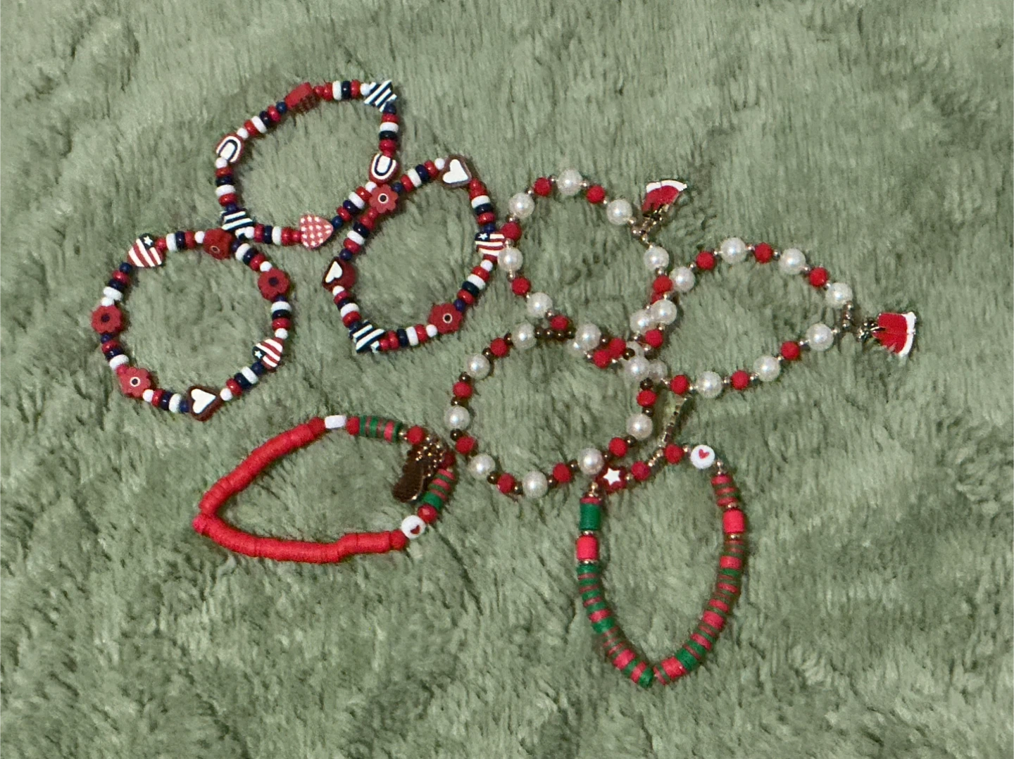 Set of Christmas Beaded Bracelets