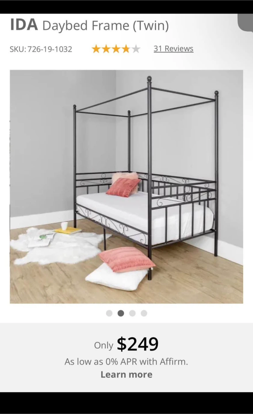 IDA Daybed Frame (Twin) SEALED bamboo Mattress & curtains - photo 3